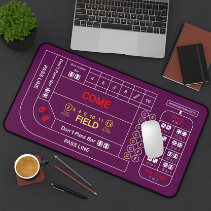 Casino Craps Desk Mat — 2-in-1 Gaming Surface / Purple