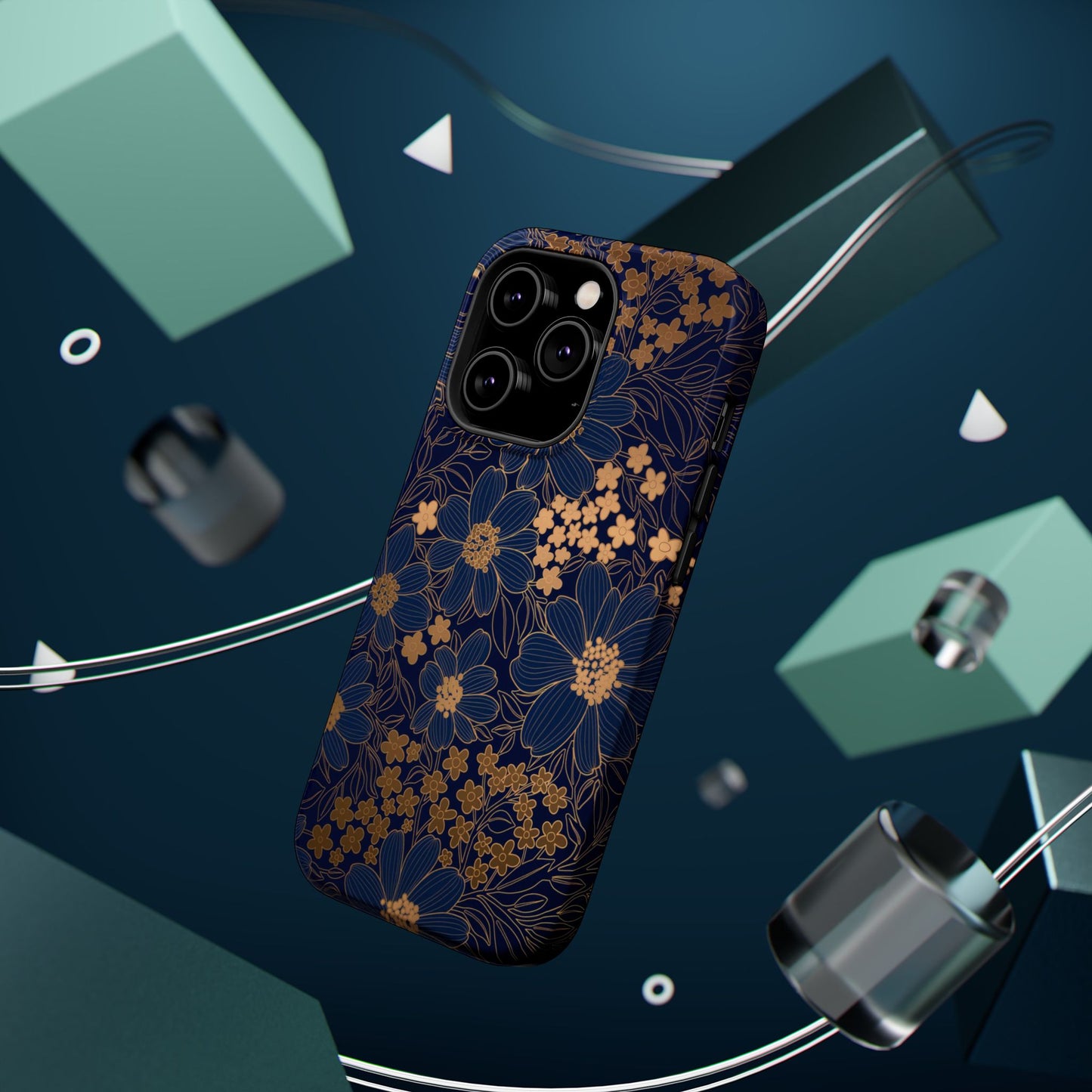 Luxury Serial Magnetic Phone Case, Golden Floral