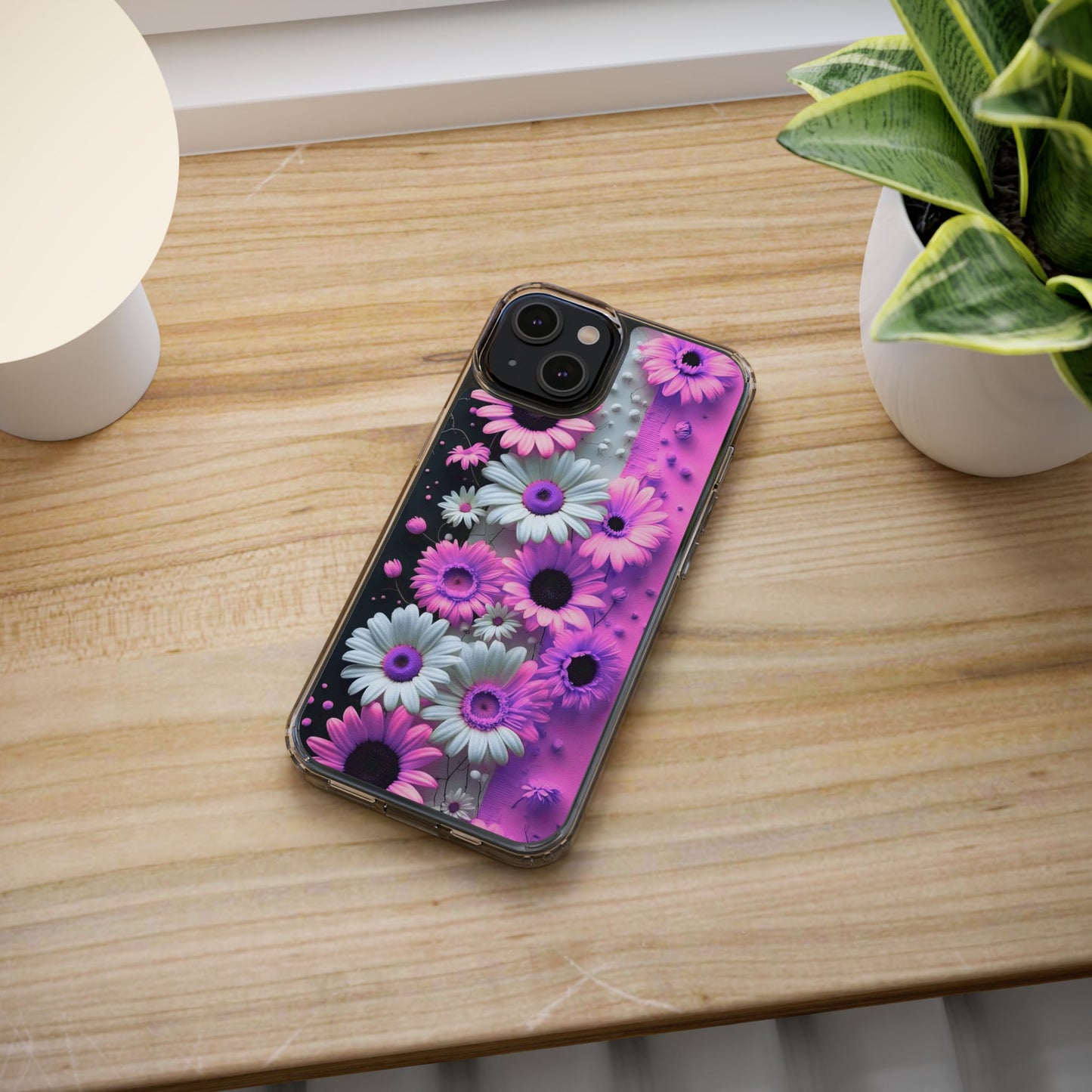 Floral Clear Phone Case – Pink Flower Design