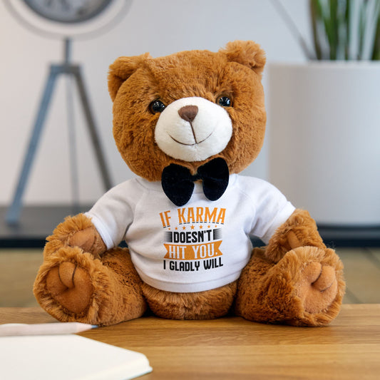 Karma Teddy Bear Plush, Cute Gift for Friends, Funny Stuffed Animal