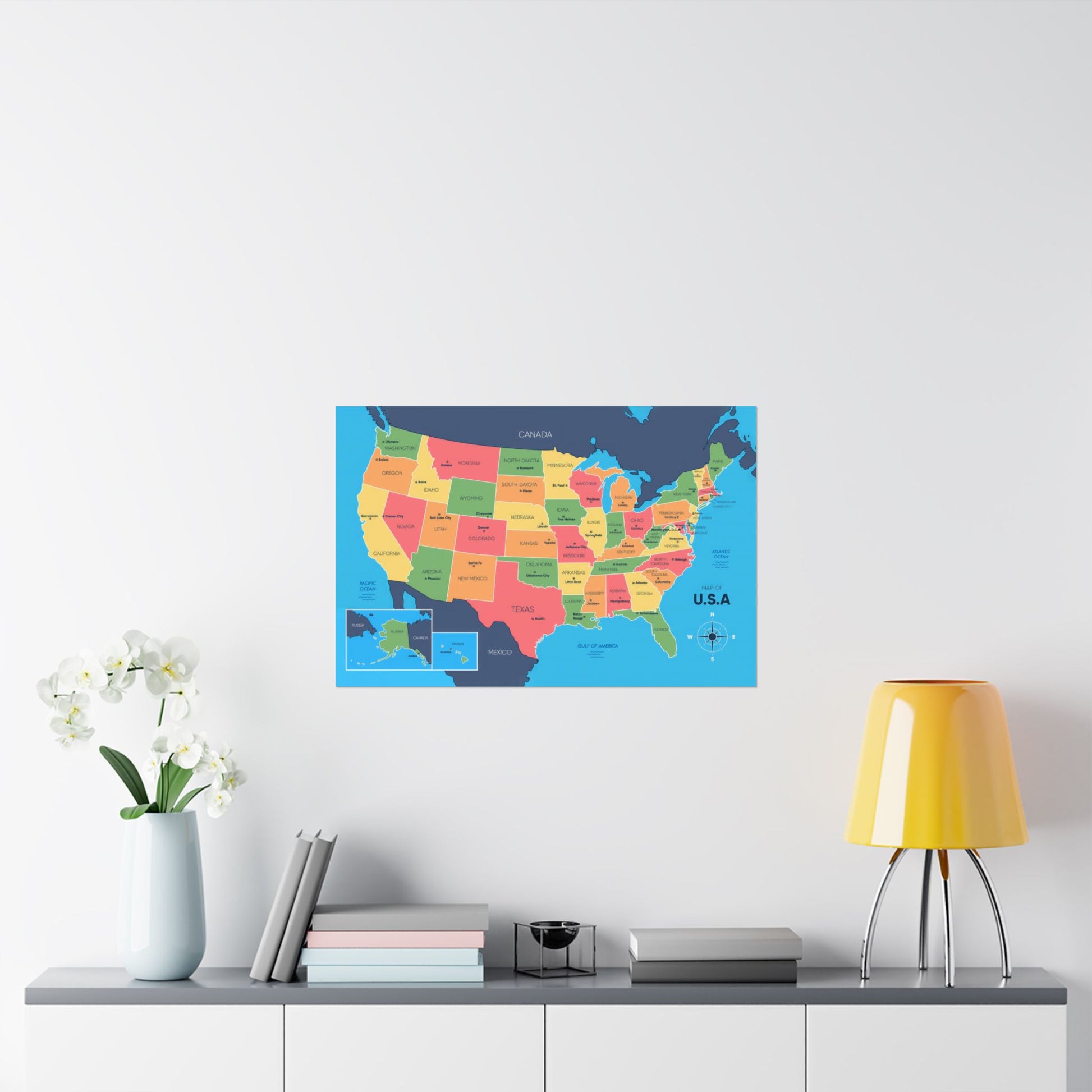 USA Map States and Capitals Posters