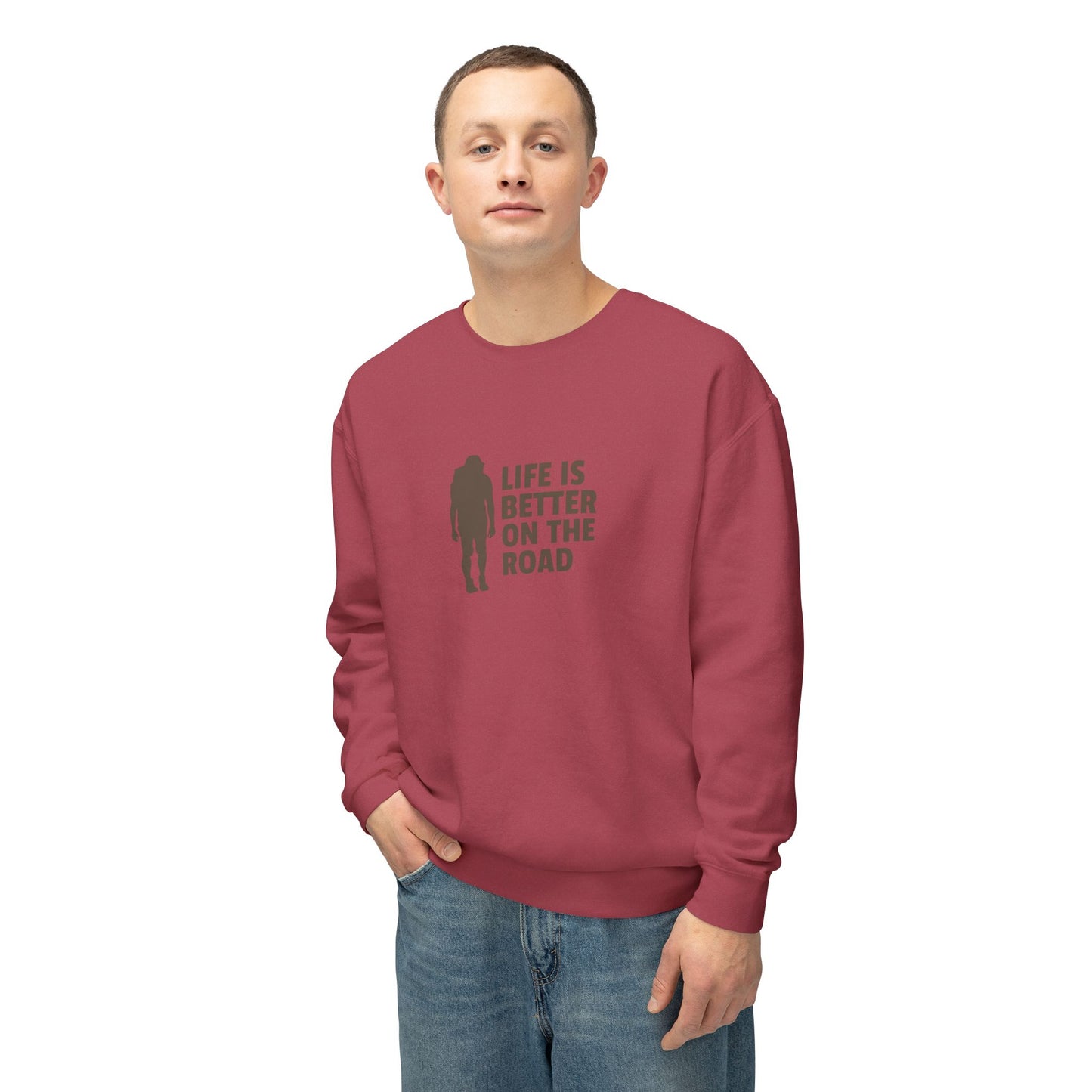 Life Is Better On The Road Unisex Lightweight Crewneck Sweatshirt