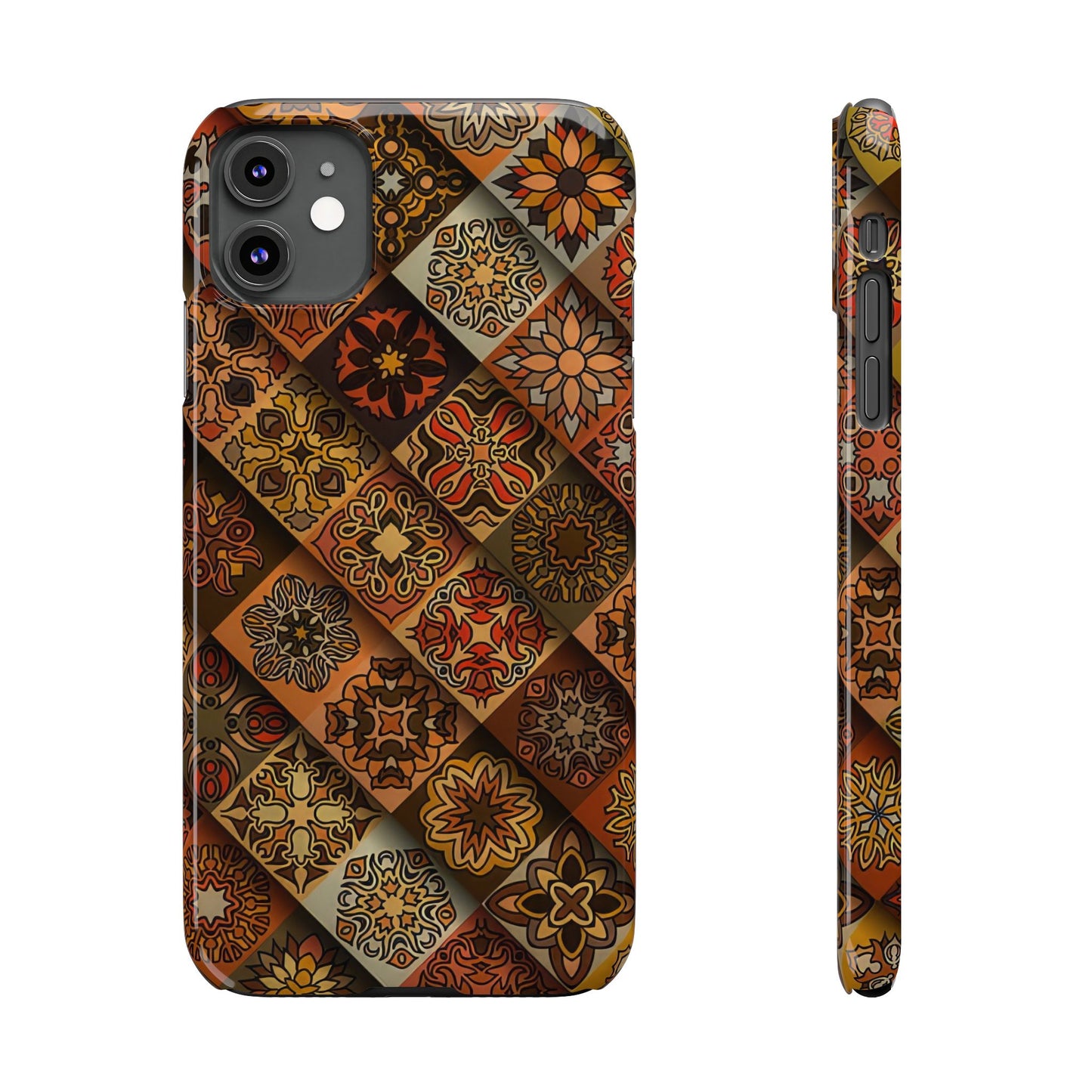 Aztec Geometric Slim Case, Boho Orange