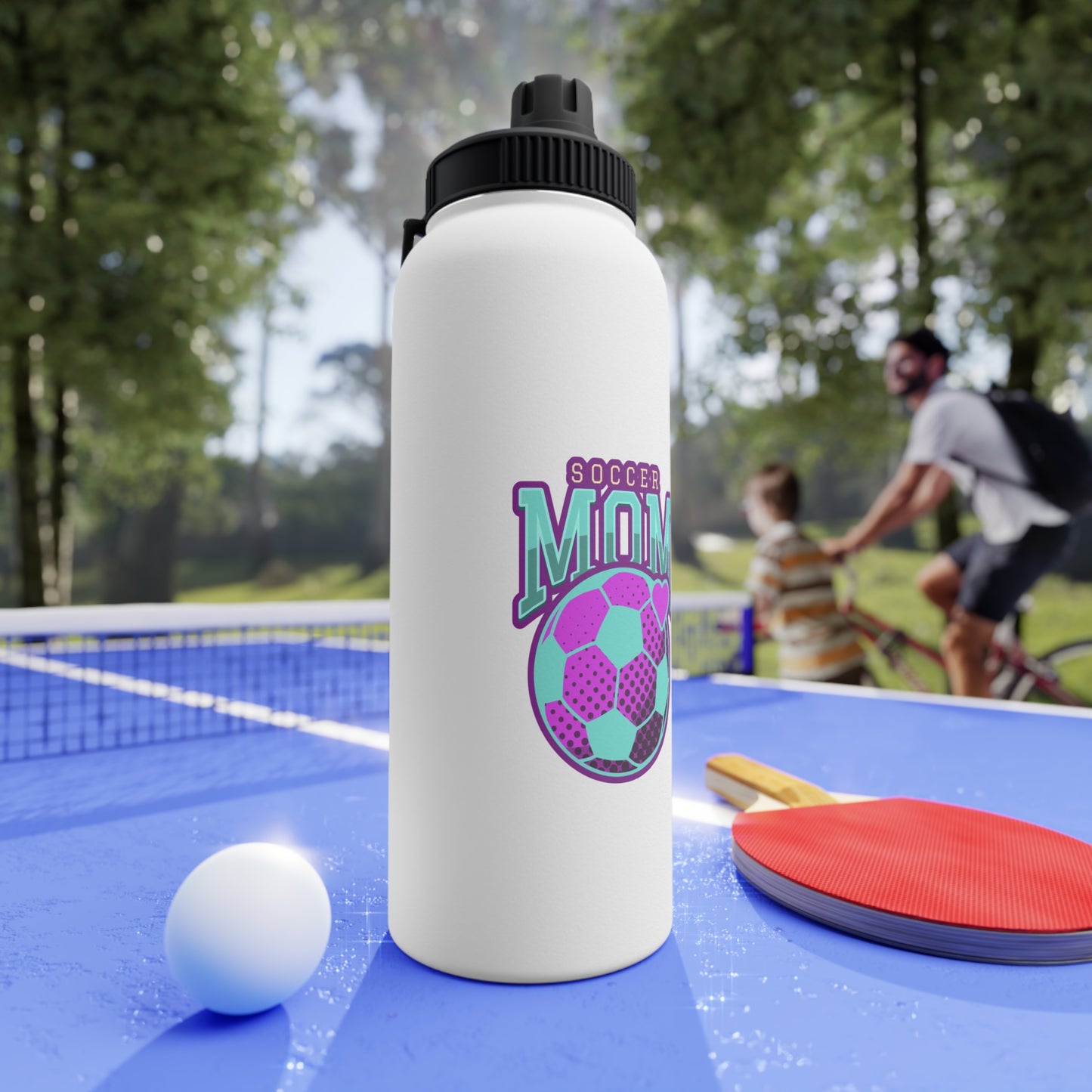 Soccer Mom Stainless Steel Water Bottle, Sports Lid