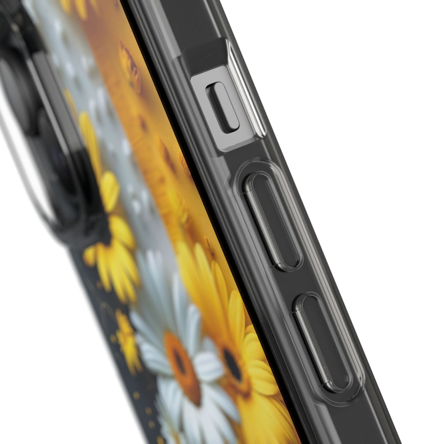 Clear Floral Phone Case - Yellow and White Daisy Pattern Colorful Spring Accessory