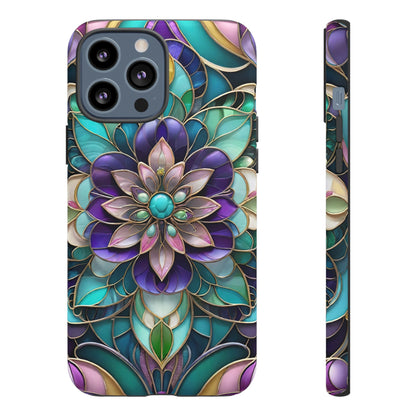 Floral Stained Glass Tough Phone Case -Stylish Protection for Your Device