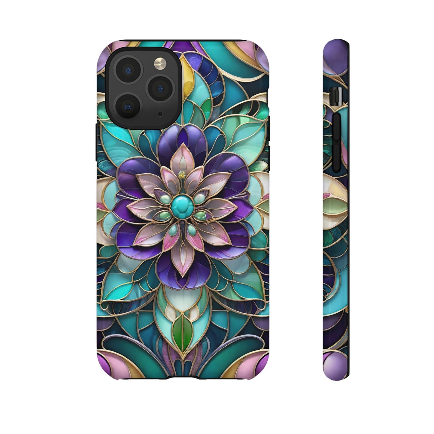 Floral Stained Glass Tough Phone Case -Stylish Protection for Your Device