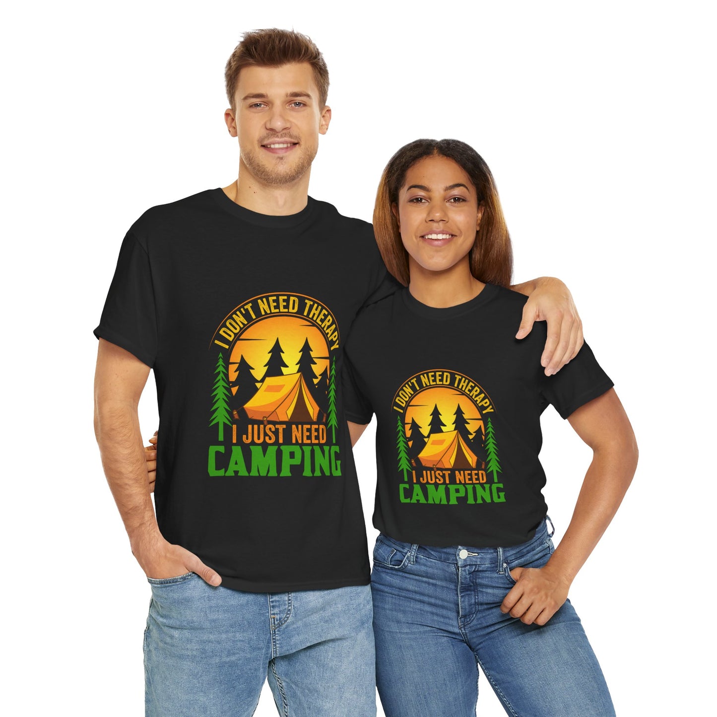 Camping Therapy Unisex Heavy Cotton Tee - Perfect for Outdoor Enthusiasts