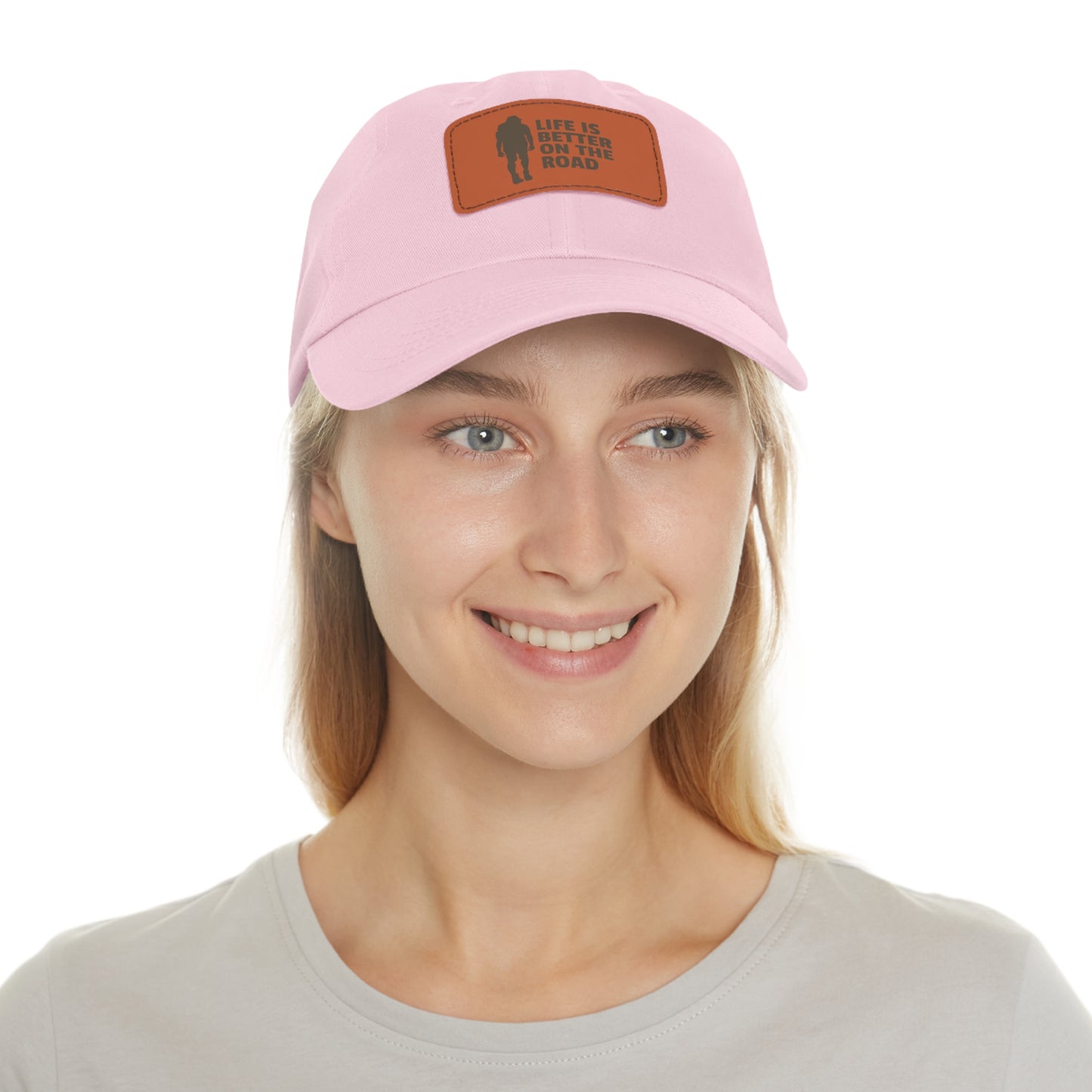 Life Is Better On The Road Dad Hat with Leather Patch (Rectangle)