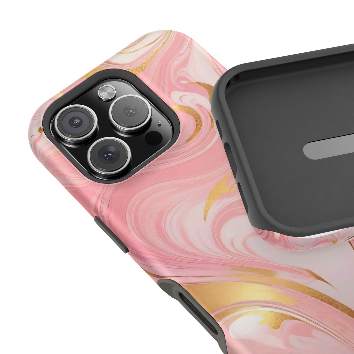Stylish Magnetic Phone Case, Pink Marble Protective Cover