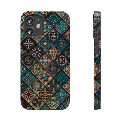 Aztec Geometric Slim Cases, Boho Blue