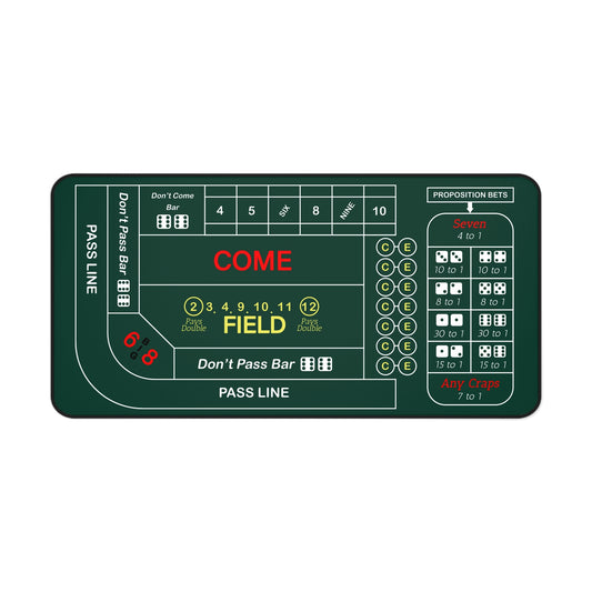 Casino Craps Desk Mat — 2-in-1 Gaming Surface / Green