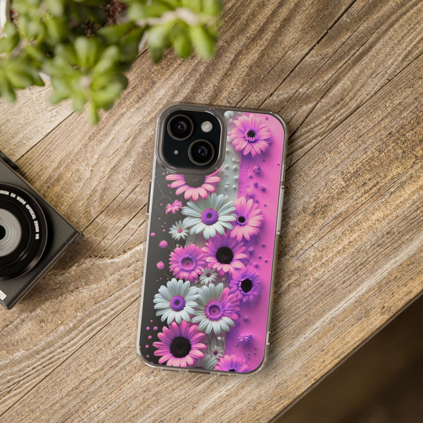 Floral Clear Phone Case – Pink Flower Design