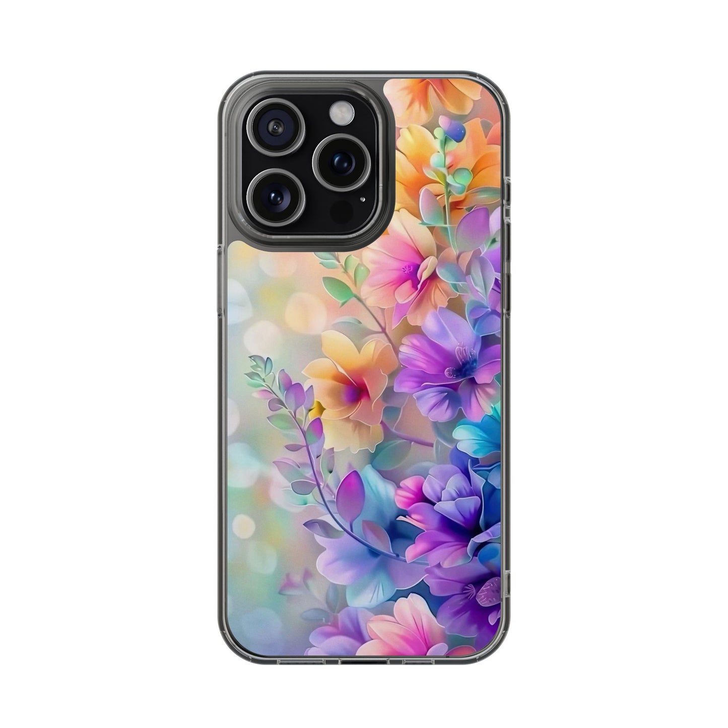 Floral Clear Phone Case -  Colorful Spring Design