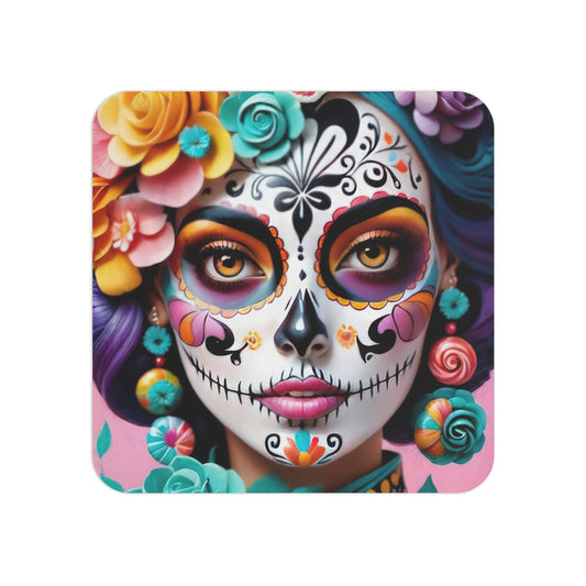 Colorful Sugar Skull Coasters, Party Drink Coasters, Day of the Dead Decor