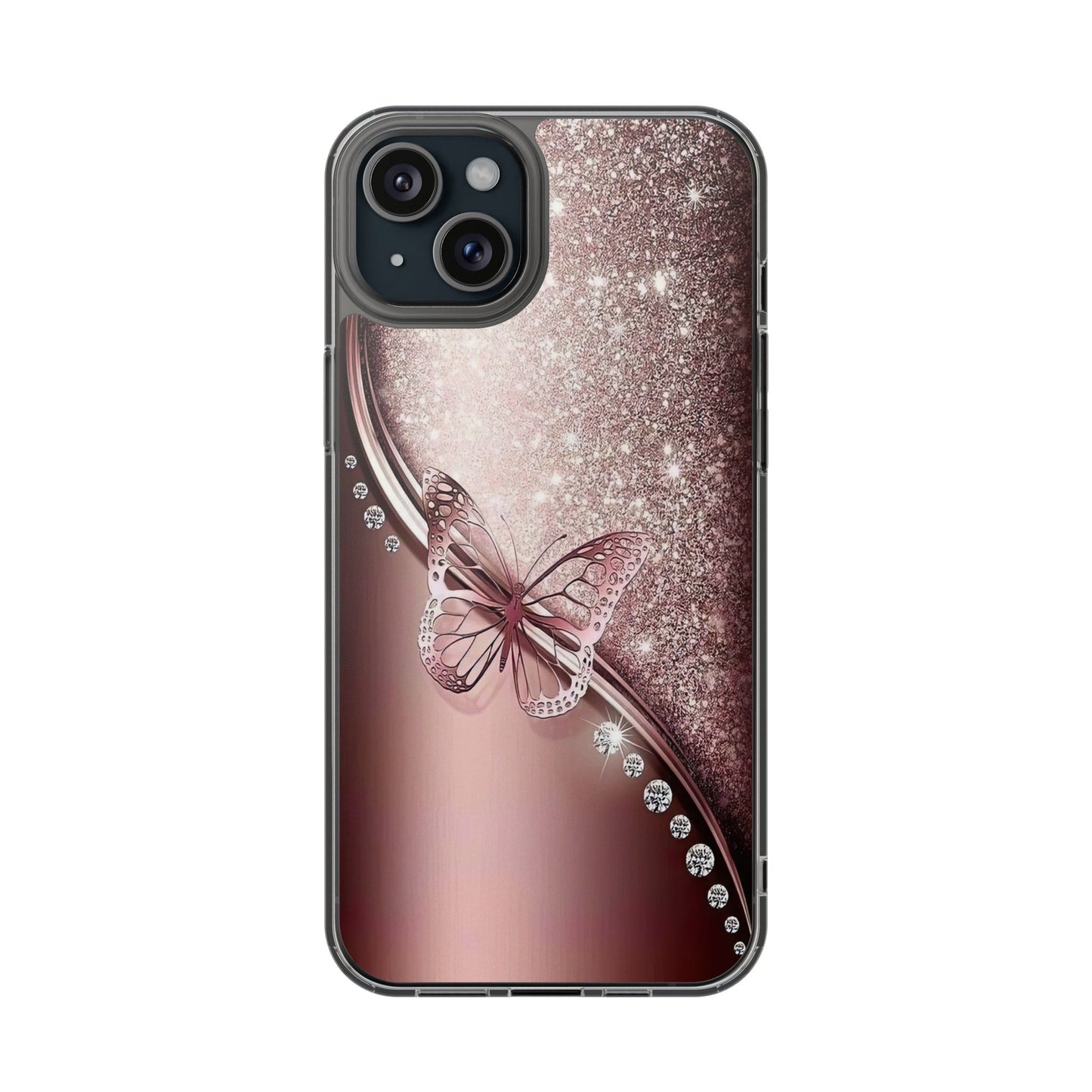 Elegant Butterfly Clear Case, Stylish Transparent Protective Cover for Women