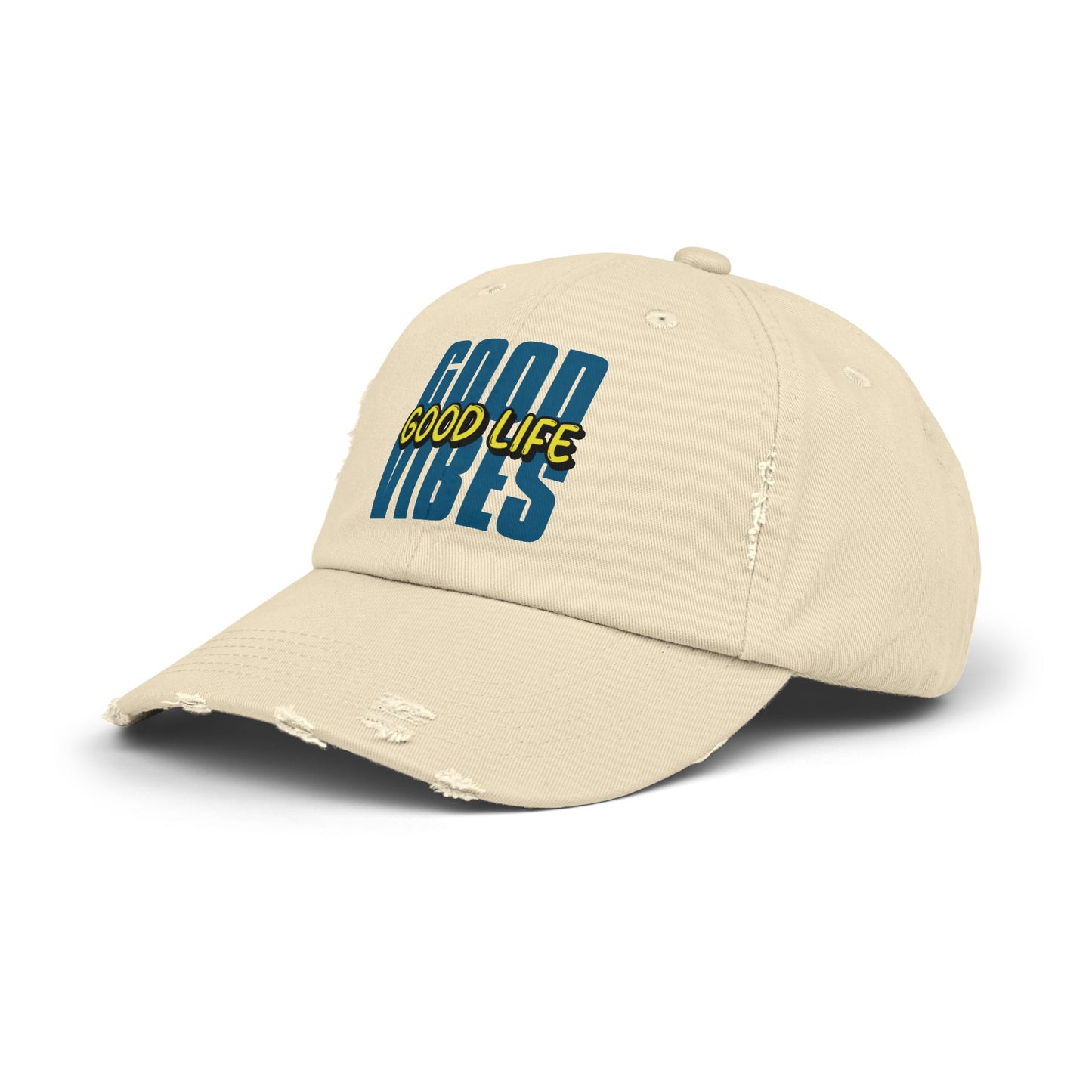 Good Vibes Good Life Unisex Distressed Cap