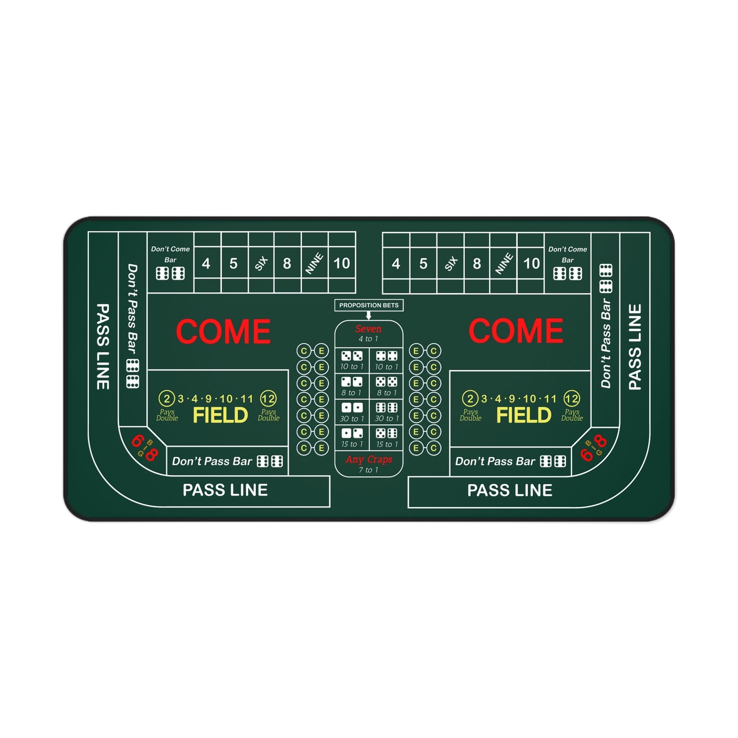 Casino Craps 2 Desk Mat — 2-in-1 Gaming Surface / Green