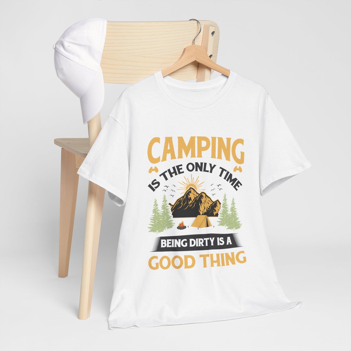 Camping Vibes Unisex Heavy Cotton Tee - "Being Dirty is a Good Thing"