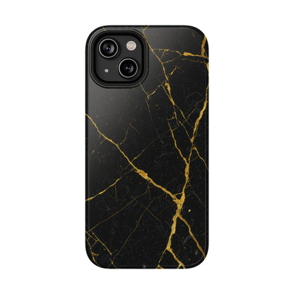 Black Marble with Gold Veins Impact-Resistant iPhone