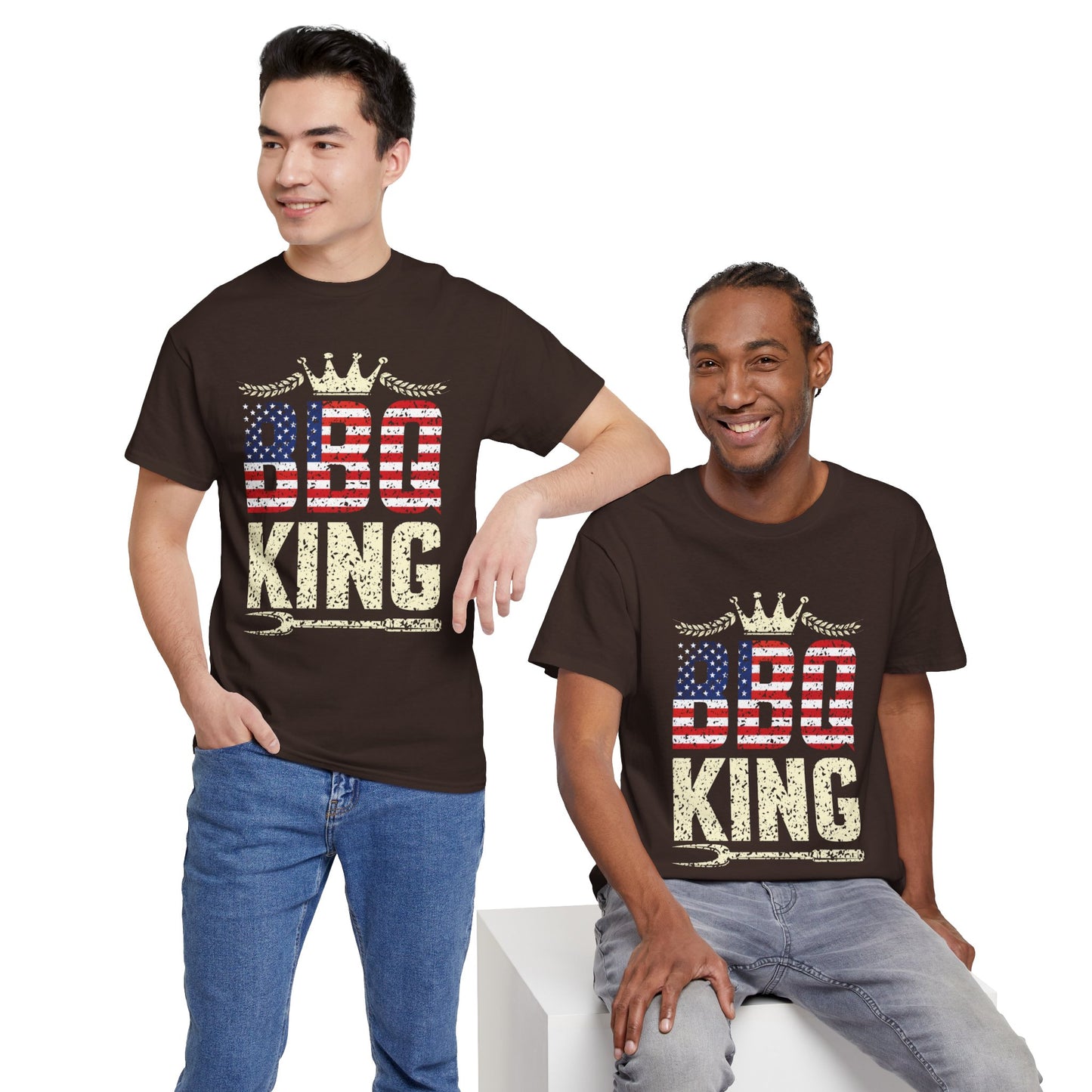 BBQ King Unisex Heavy Cotton Tee - Patriotic Grilling Shirt for Summer Celebrations