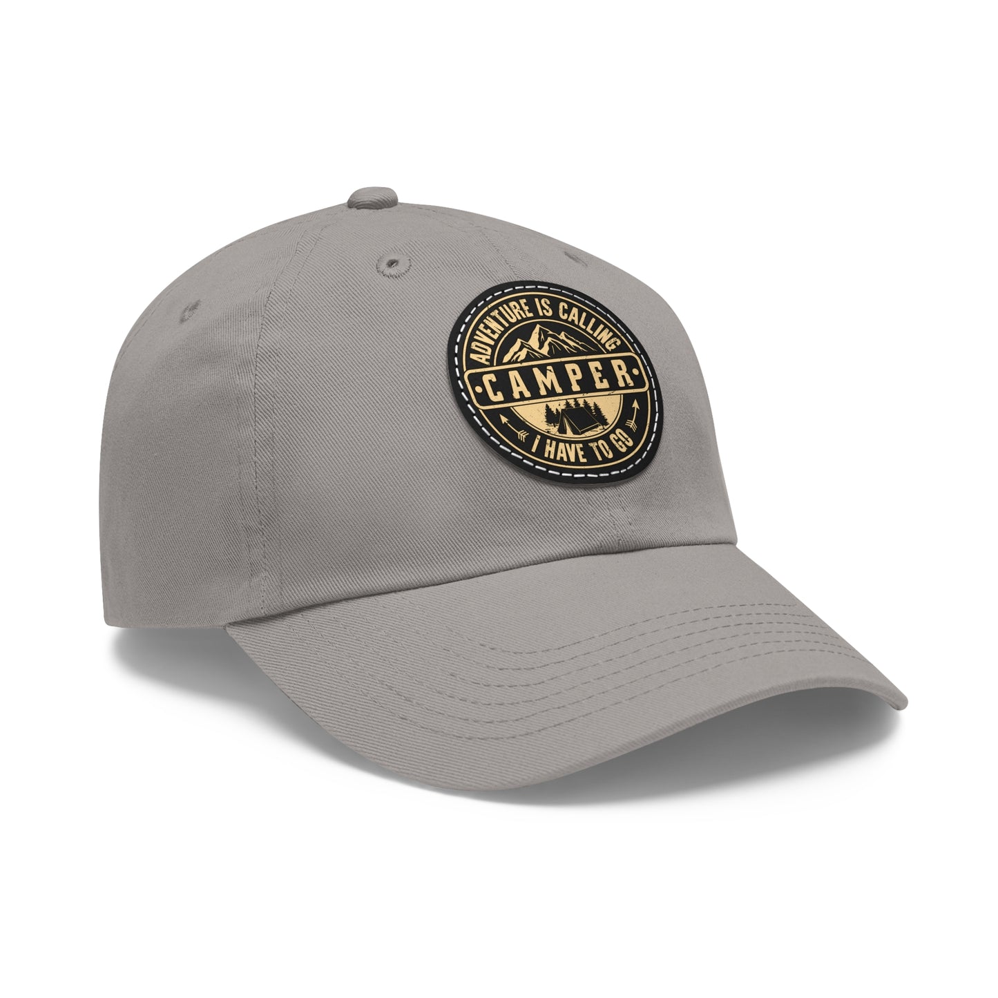 Adventure Camper Dad Hat - Leather Patch Cap for Outdoor Lovers
