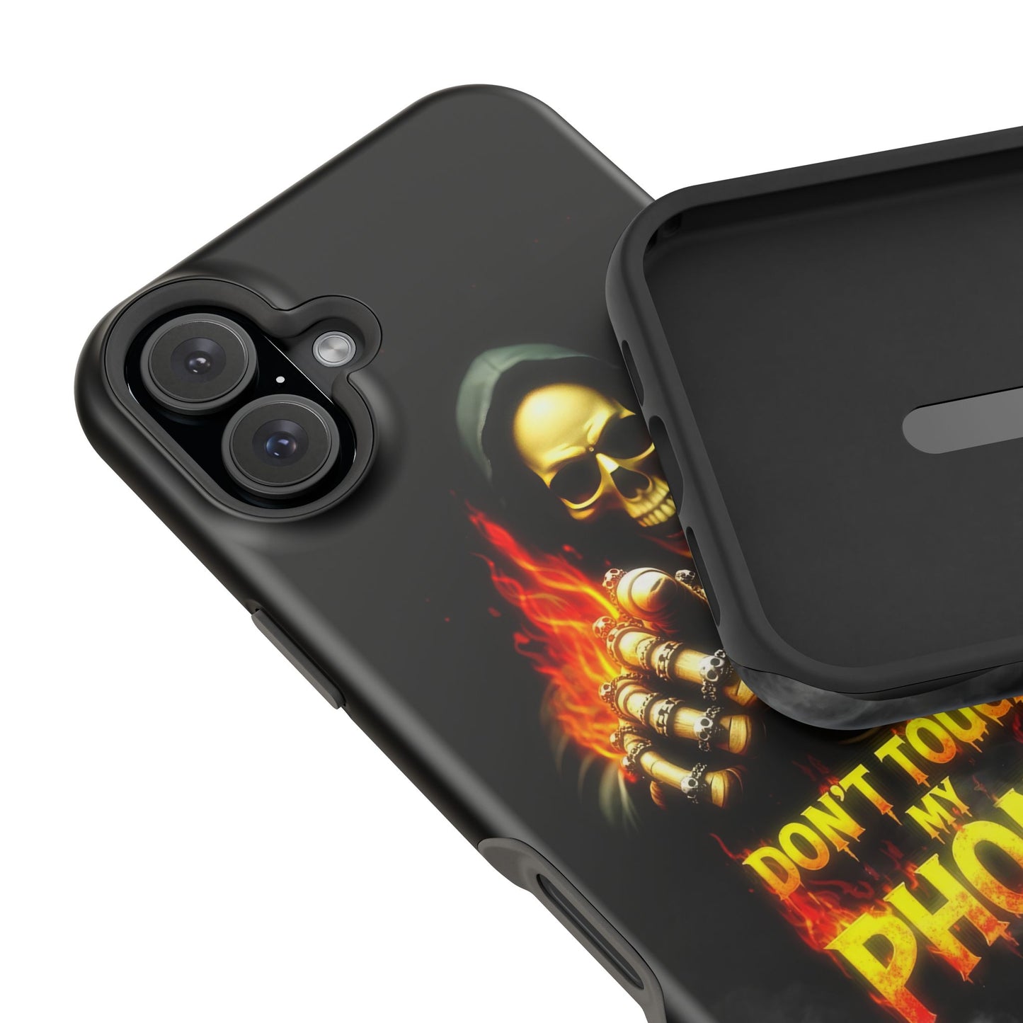 Skull Design Impact-Resistant iPhone Case, Don't Touch My Phone
