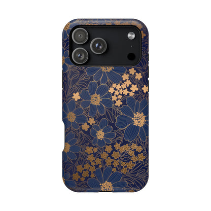 Luxury Serial Magnetic Phone Case, Golden Floral