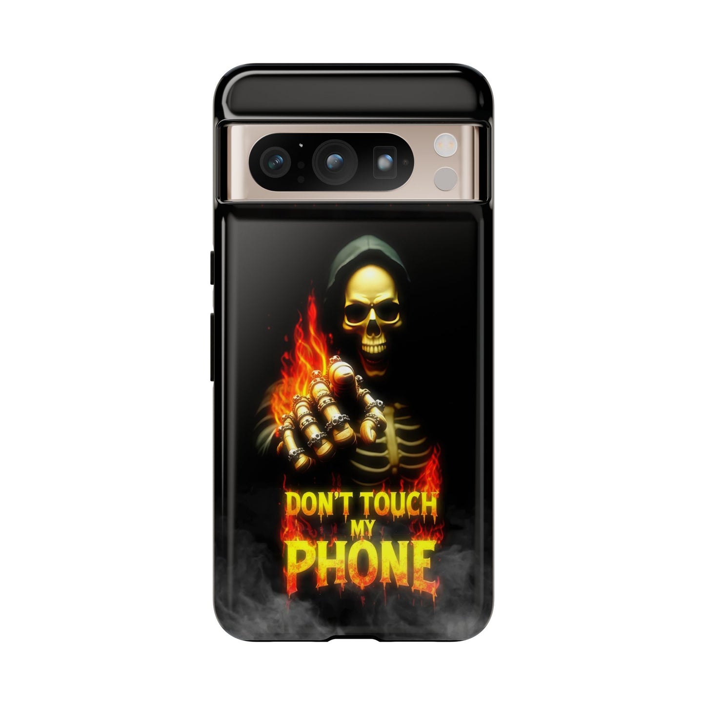 Skull Design Google Pixel Phone Case, Don't Touch My Phone Mobile Cover