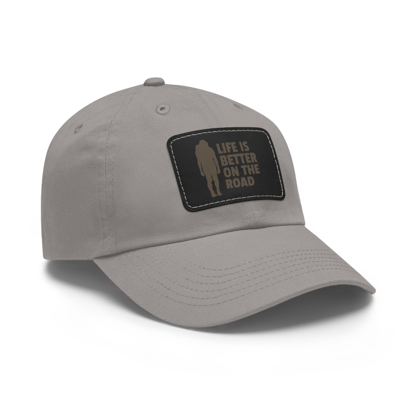 Life Is Better On The Road Dad Hat with Leather Patch (Rectangle)