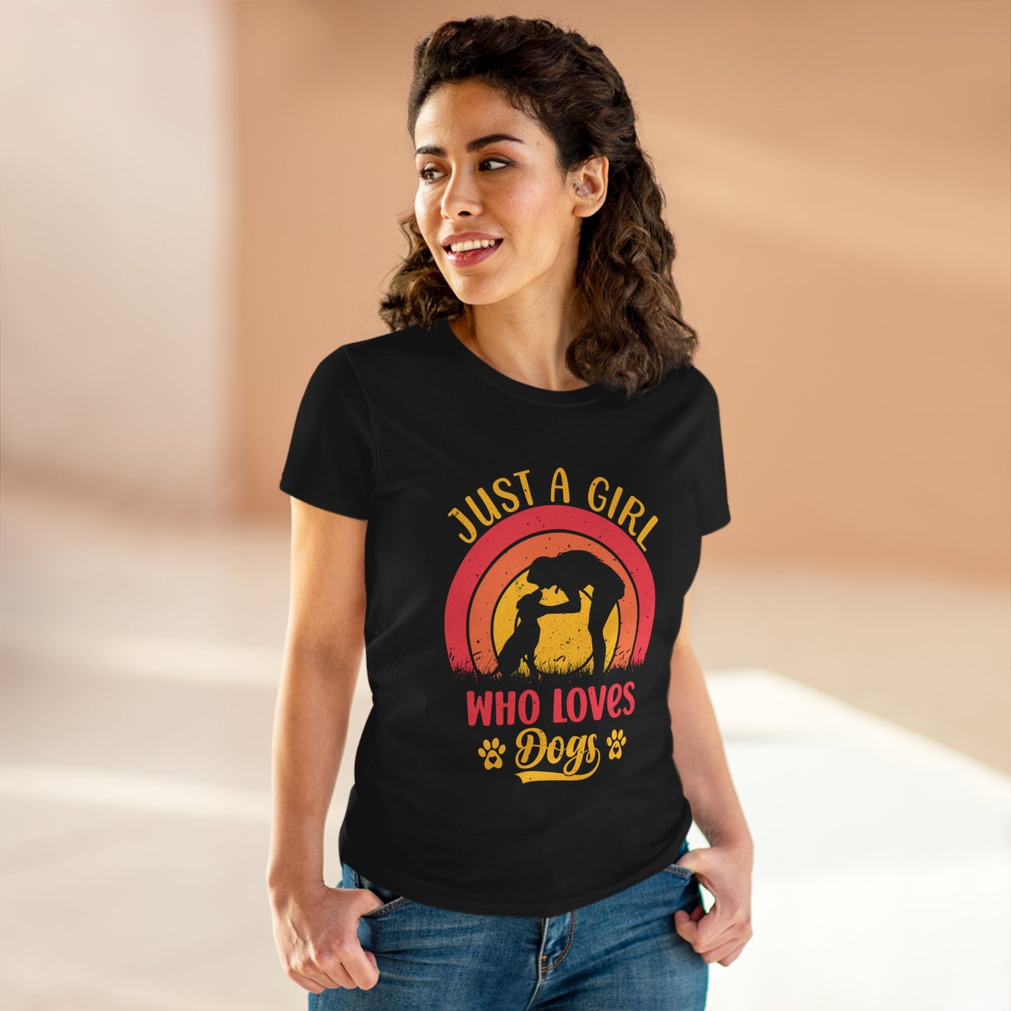 Just a Girl Who Loves Dogs Cotton Tee - Casual Dog Lover Shirt