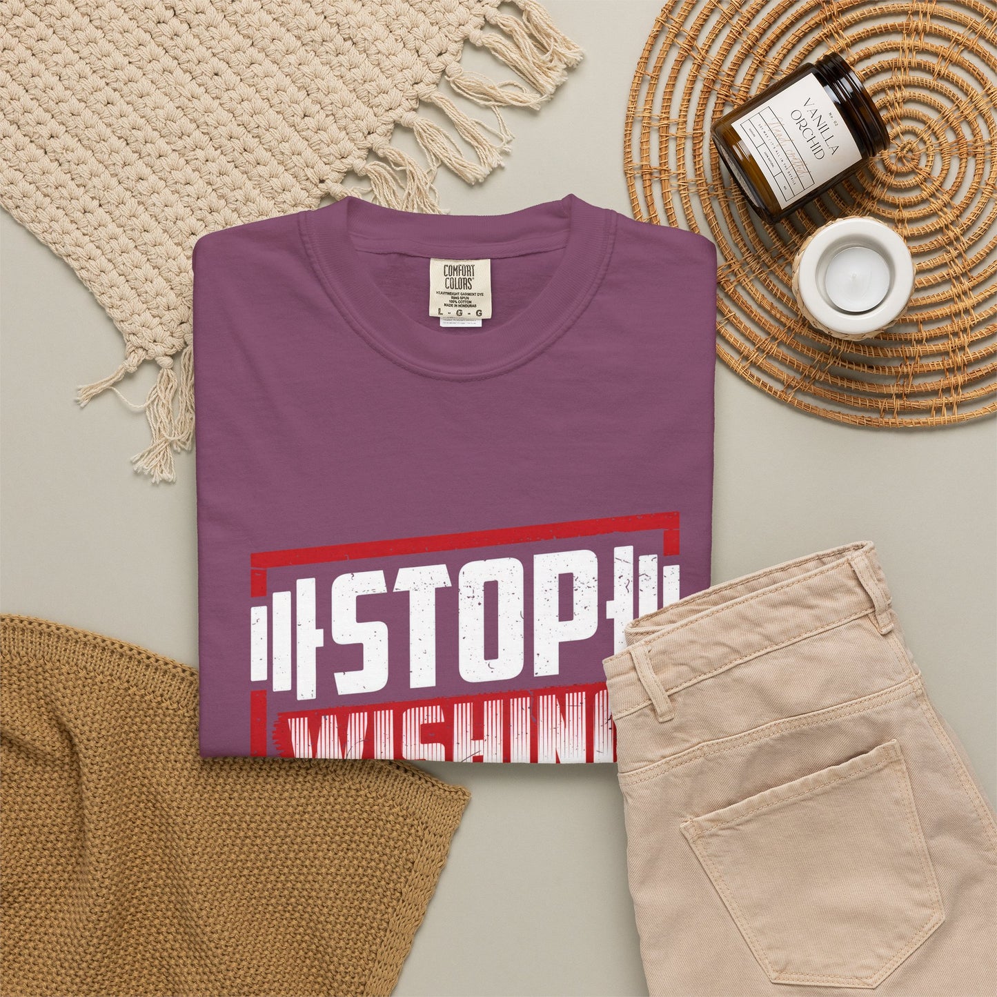 Motivational Workout T-Shirt - 'Stop Wishing Start Doing'