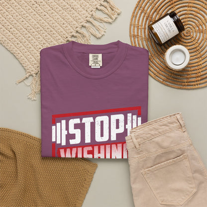 Motivational Workout T-Shirt - 'Stop Wishing Start Doing'