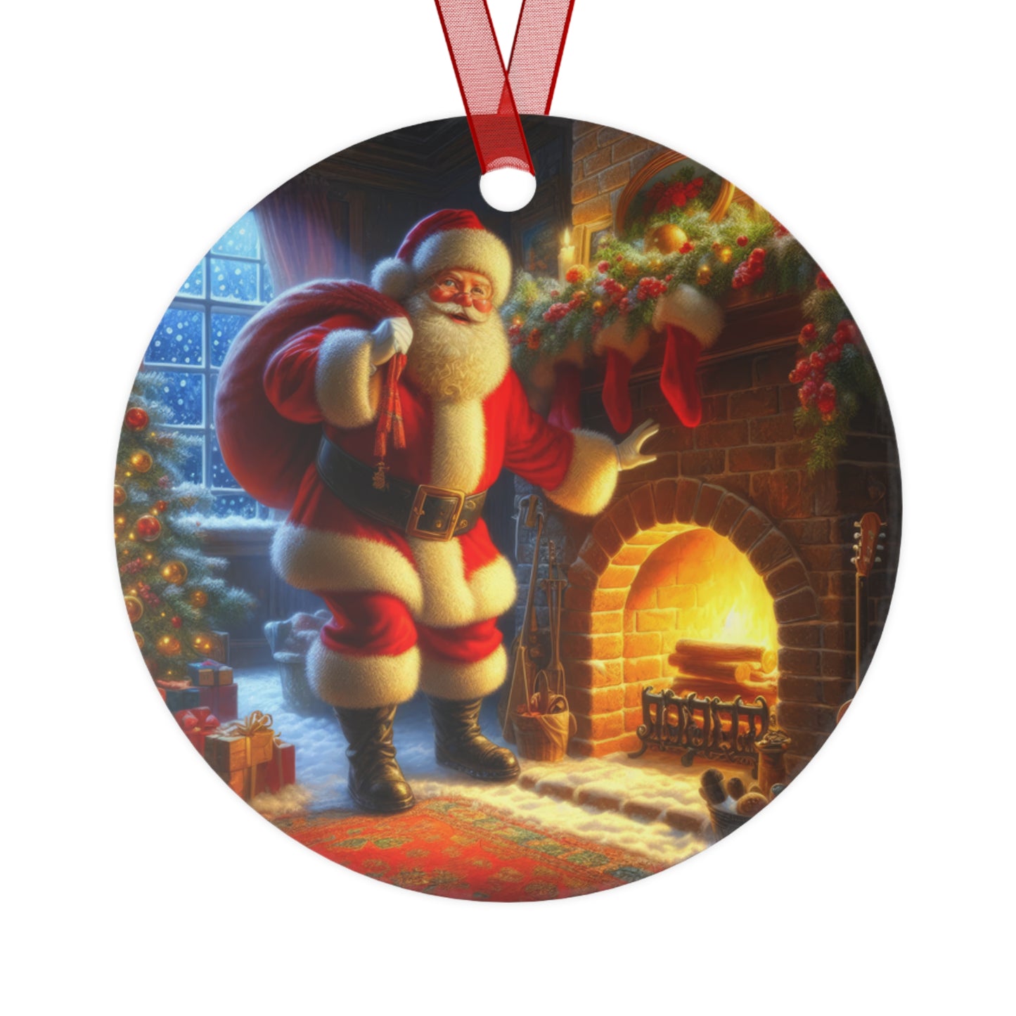 Santa’s Arrival Metal Ornaments, 2-Side Print