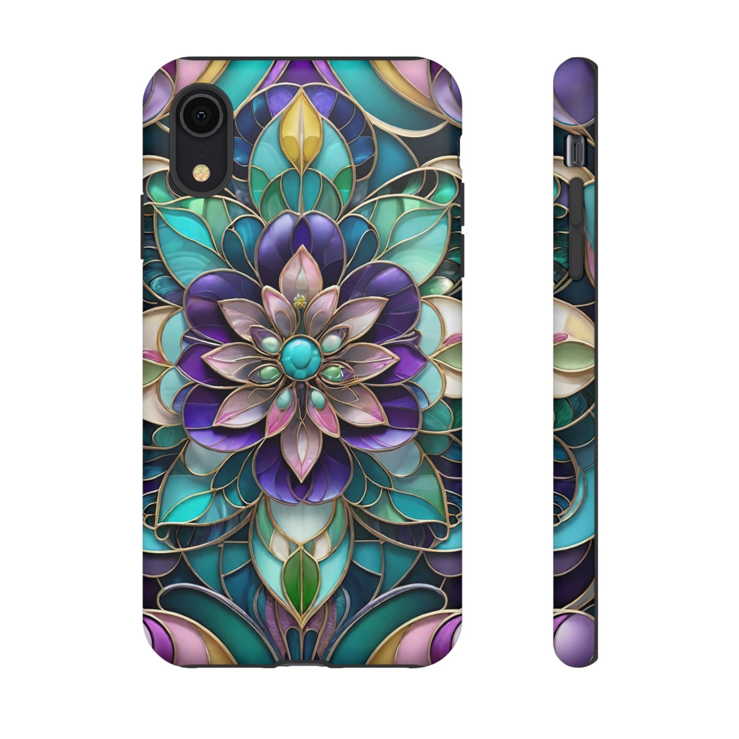 Floral Stained Glass Tough Phone Case -Stylish Protection for Your Device
