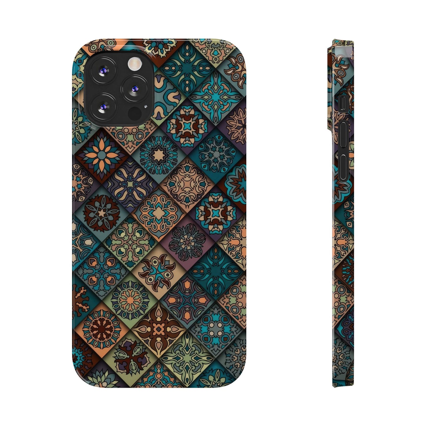 Aztec Geometric Slim Cases, Boho Blue