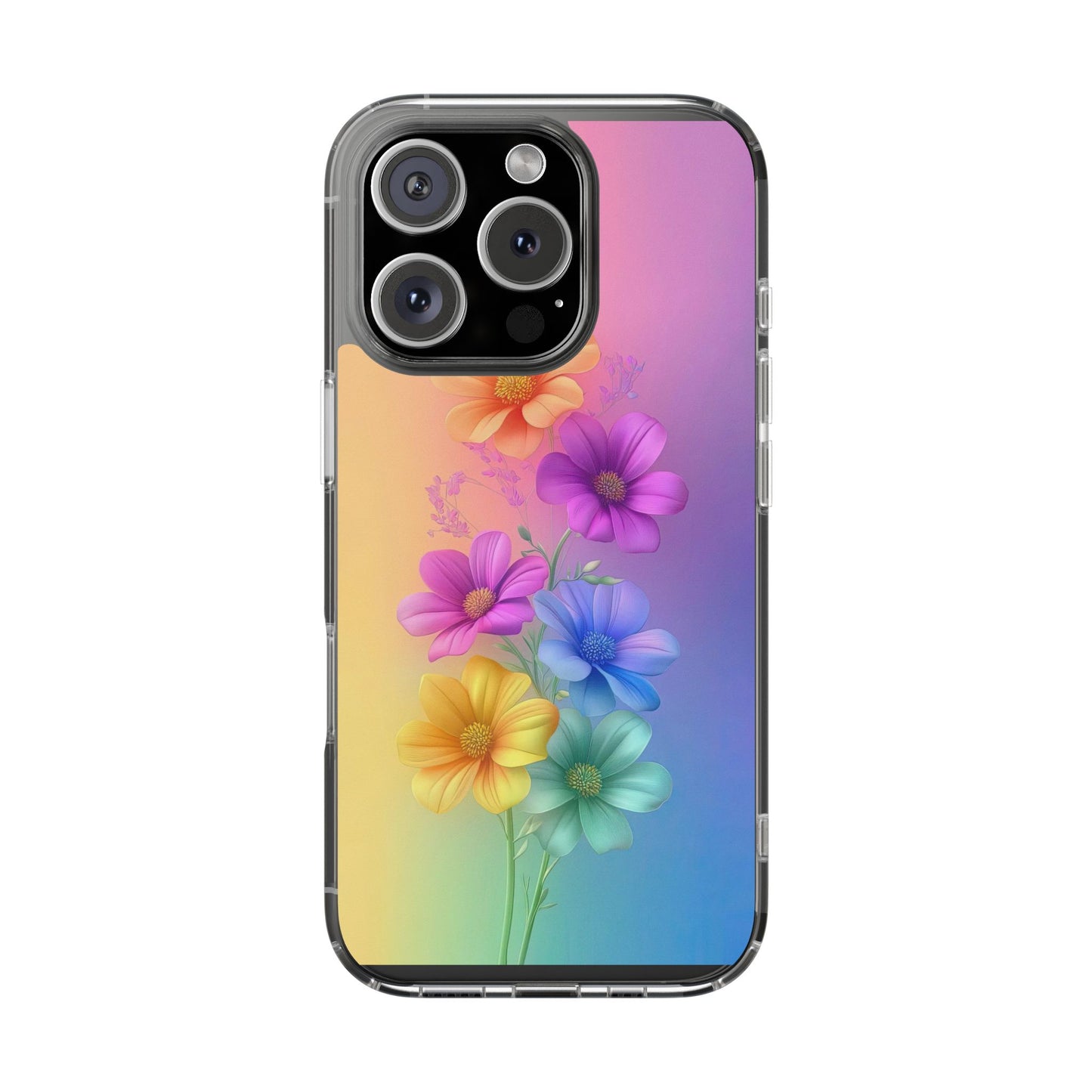 Floral Clear Phone Case – Colorful Flower Design