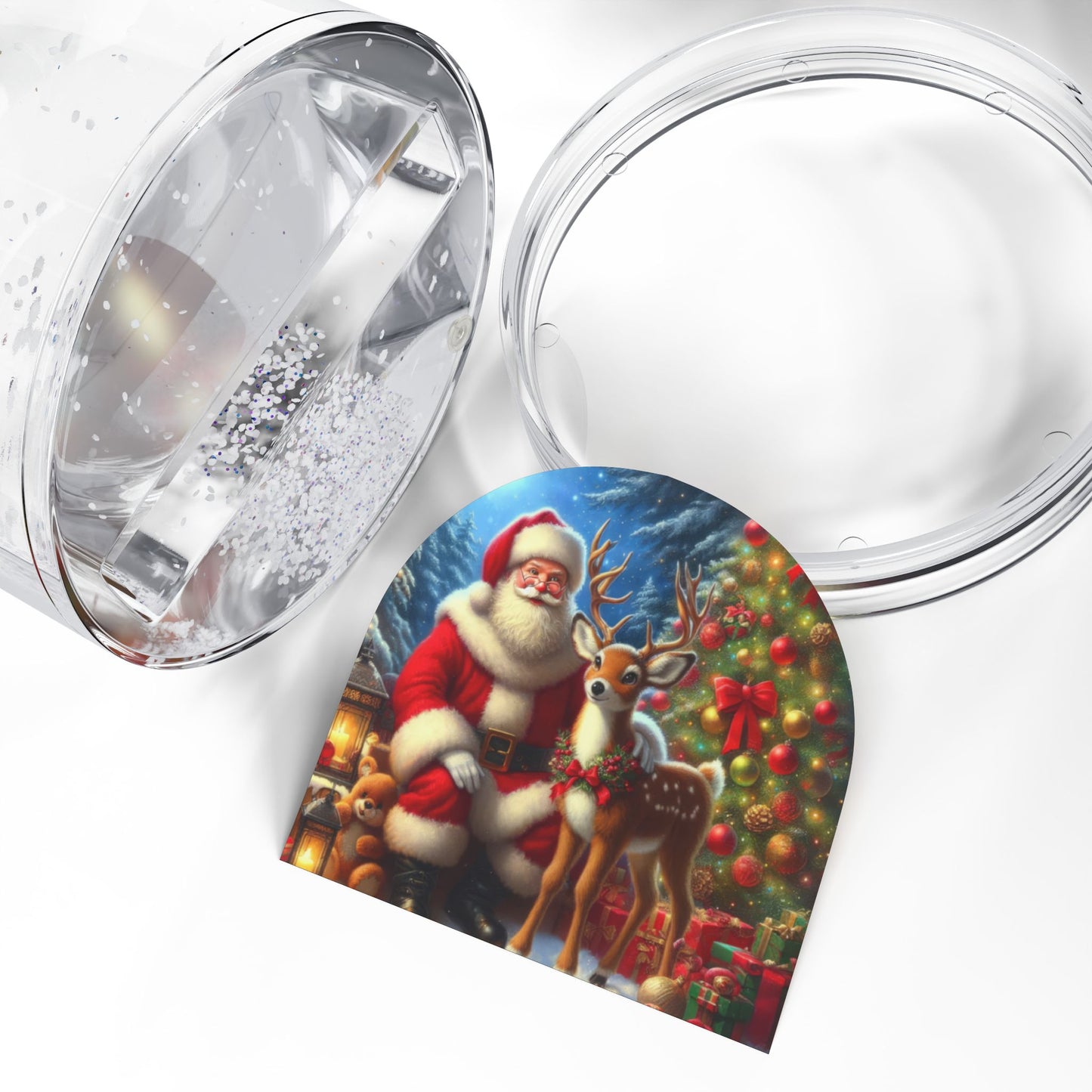 The Spirit of Christmas: Santa and Reindeer  Snow Globe