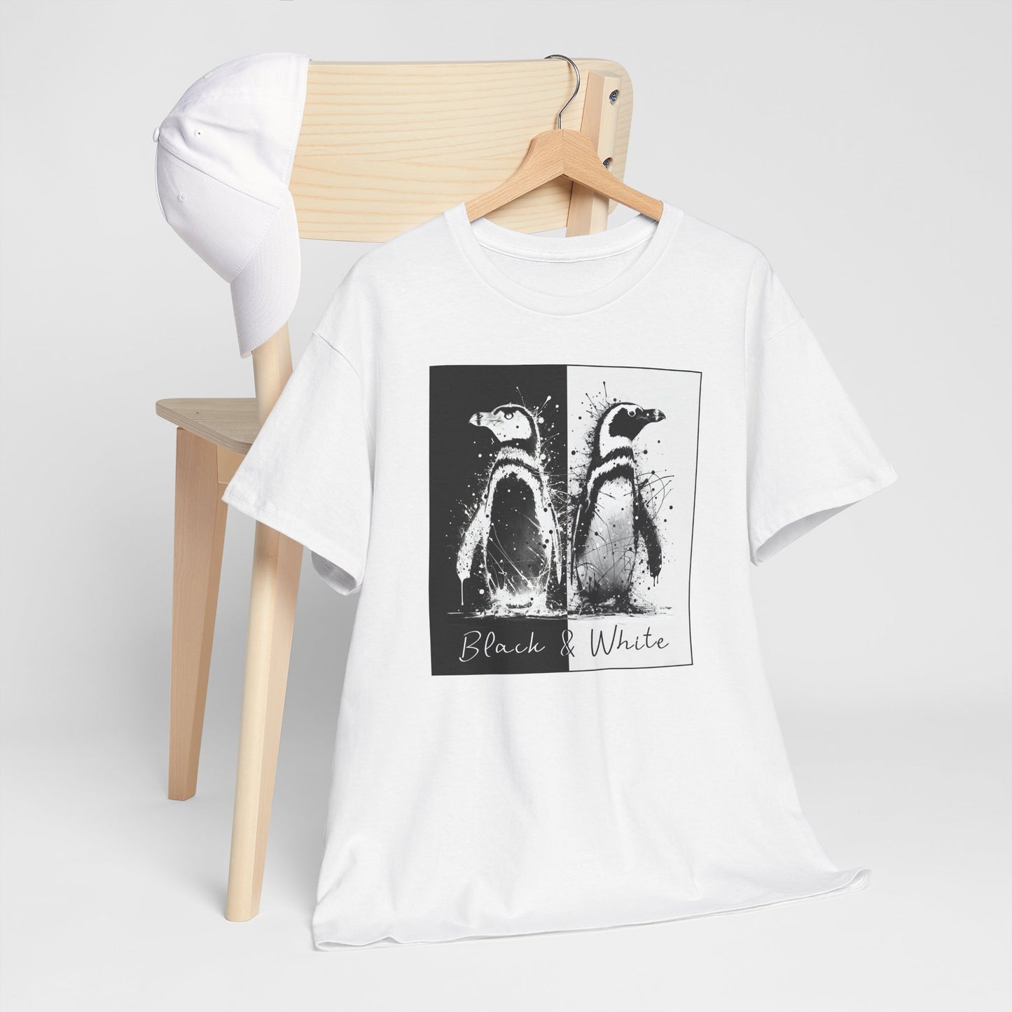 Black & White Penguins Unisex Heavy Cotton Tee