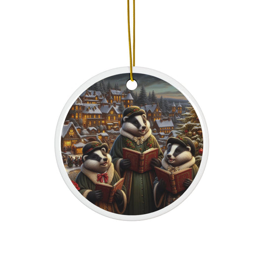 Yuletide Badger Melodies Ceramic Ornaments (1pcs, 3pcs, 5pcs, 10pcs) 2-Side Print