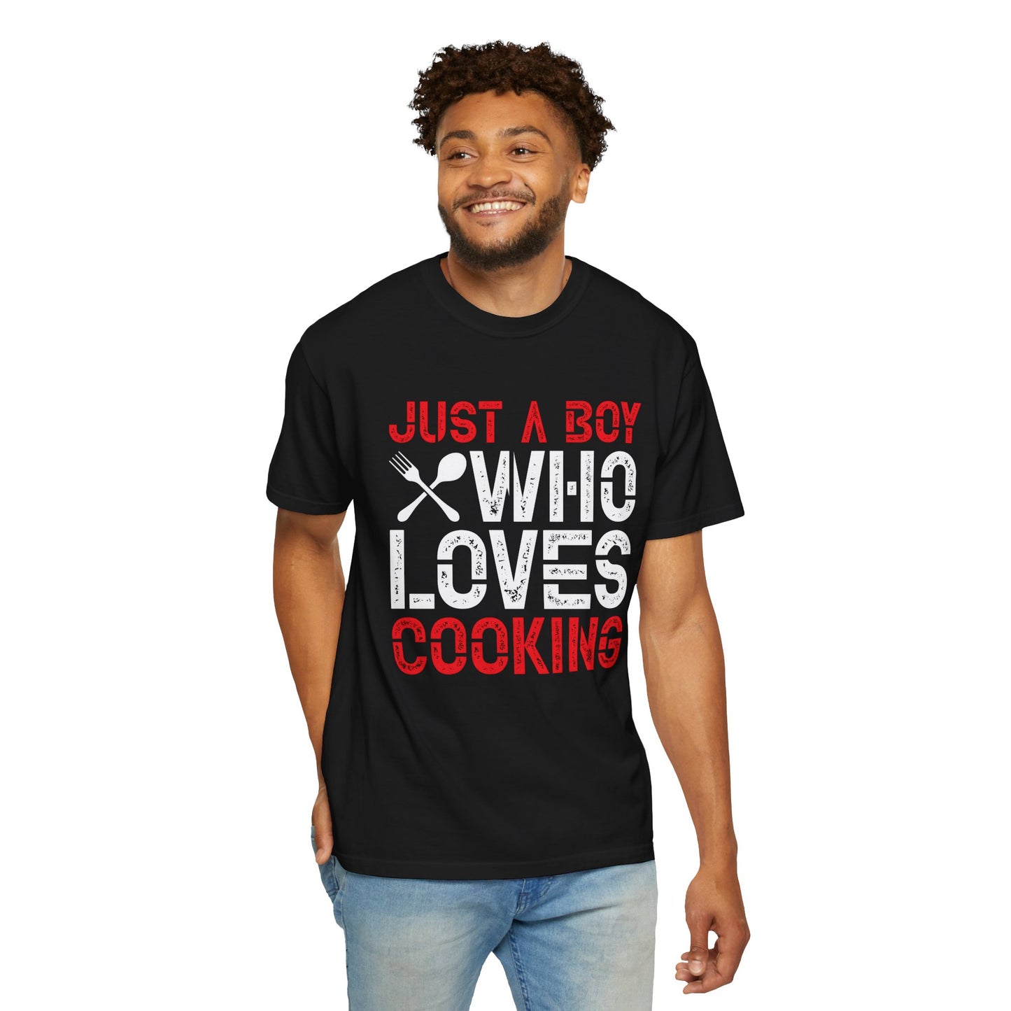 Just a Boy Who Loves Cooking T-Shirt - Unisex Garment-Dyed Tee