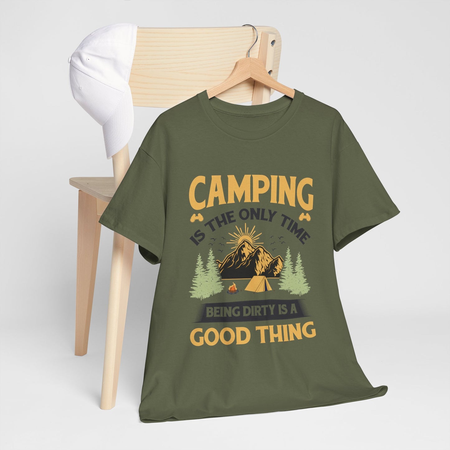 Camping Vibes Unisex Heavy Cotton Tee - "Being Dirty is a Good Thing"