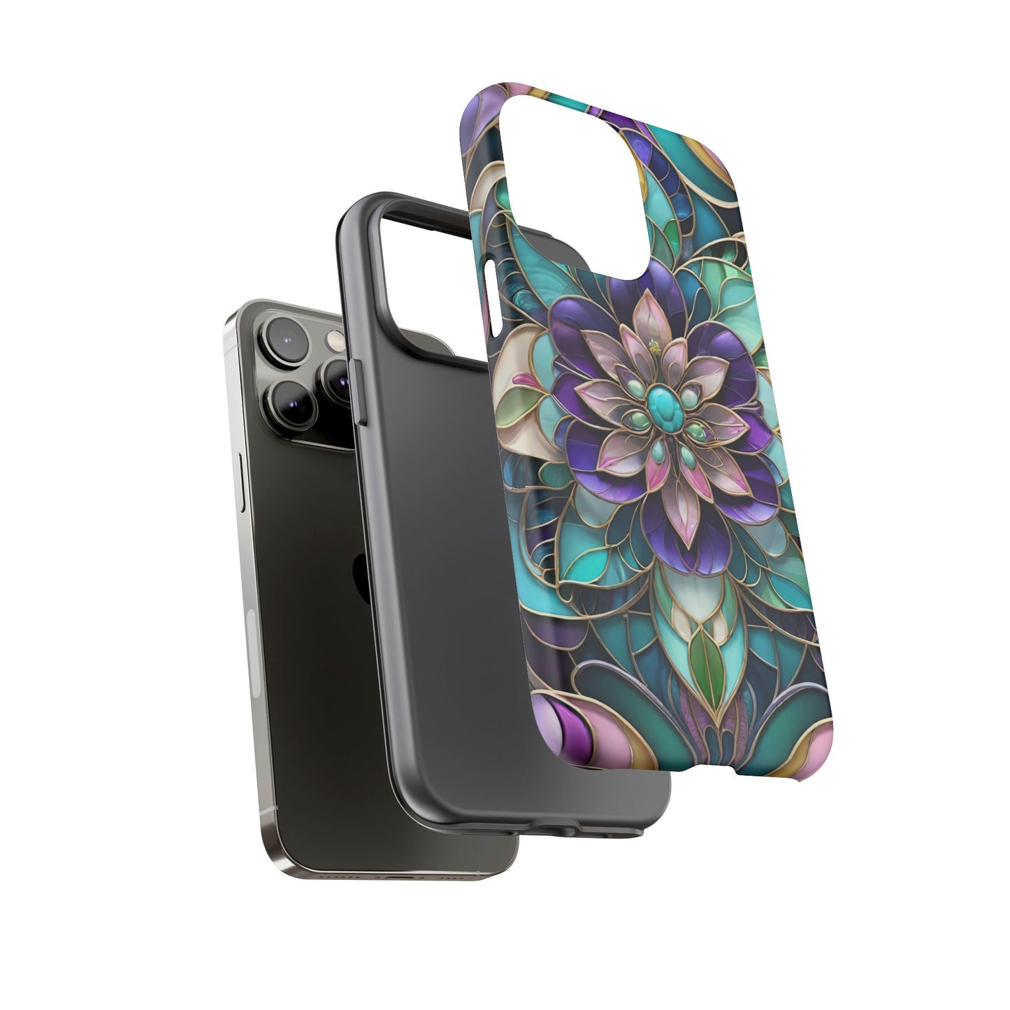 Floral Stained Glass Tough Phone Case -Stylish Protection for Your Device