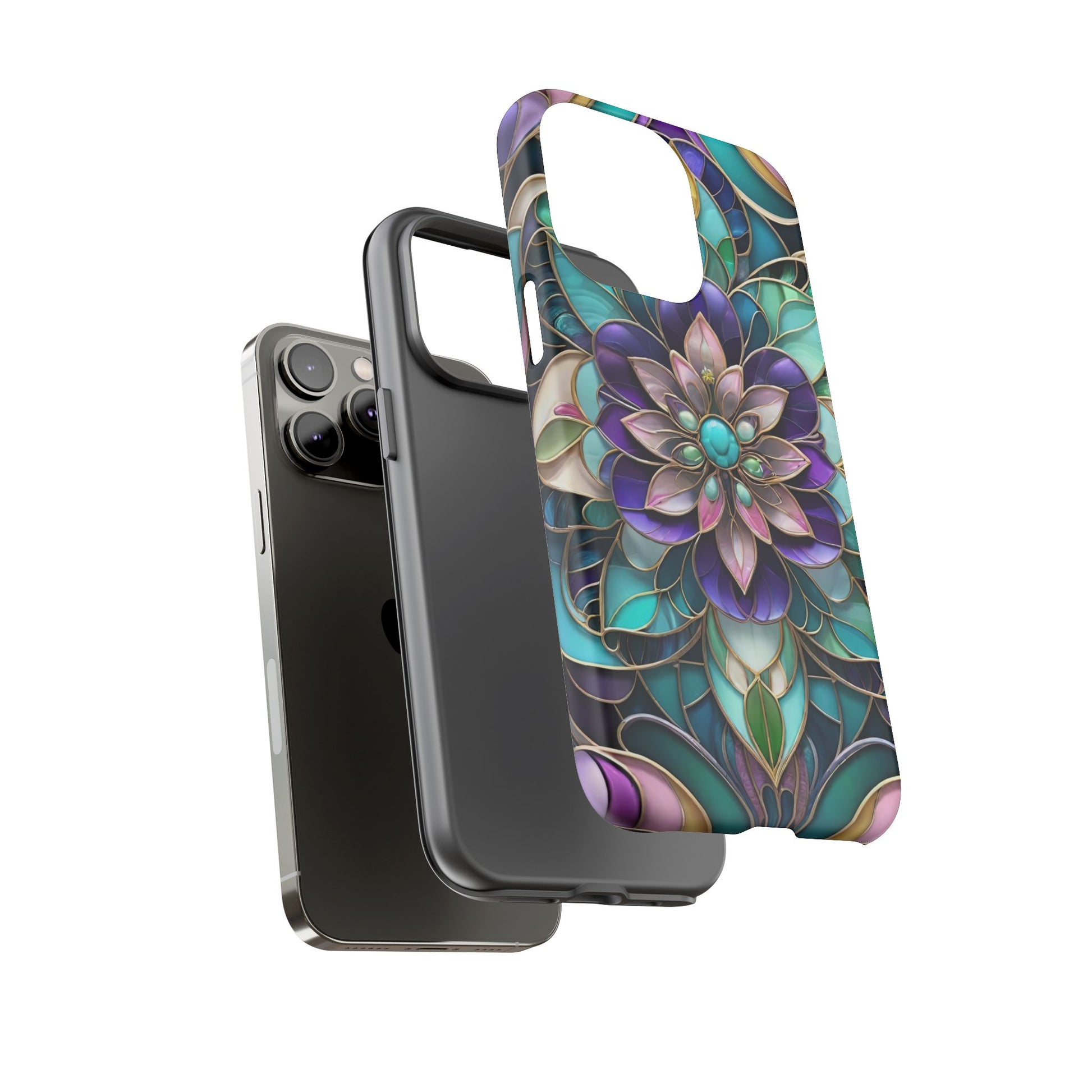 Floral Stained Glass Tough Phone Case -Stylish Protection for Your Device