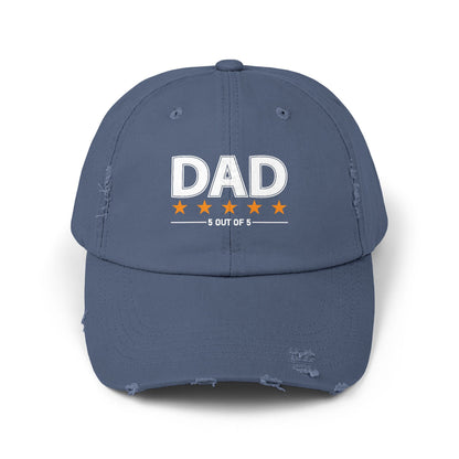 Dad 5 out of 5 Stars Unisex Distressed Cap