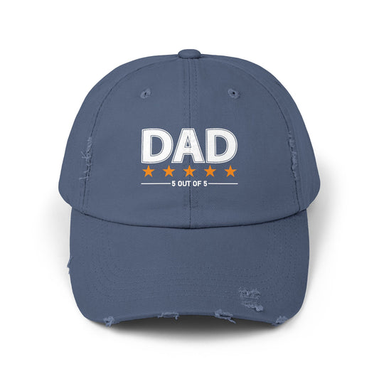 Dad 5 out of 5 Stars Unisex Distressed Cap