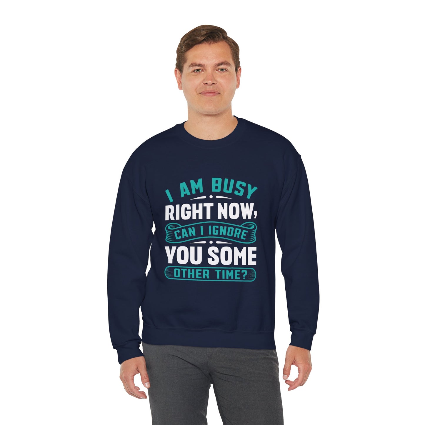 Funny Unisex Crewneck Sweatshirt - "I Am Busy Right Now, Can I Ignore You Some Other Time?"
