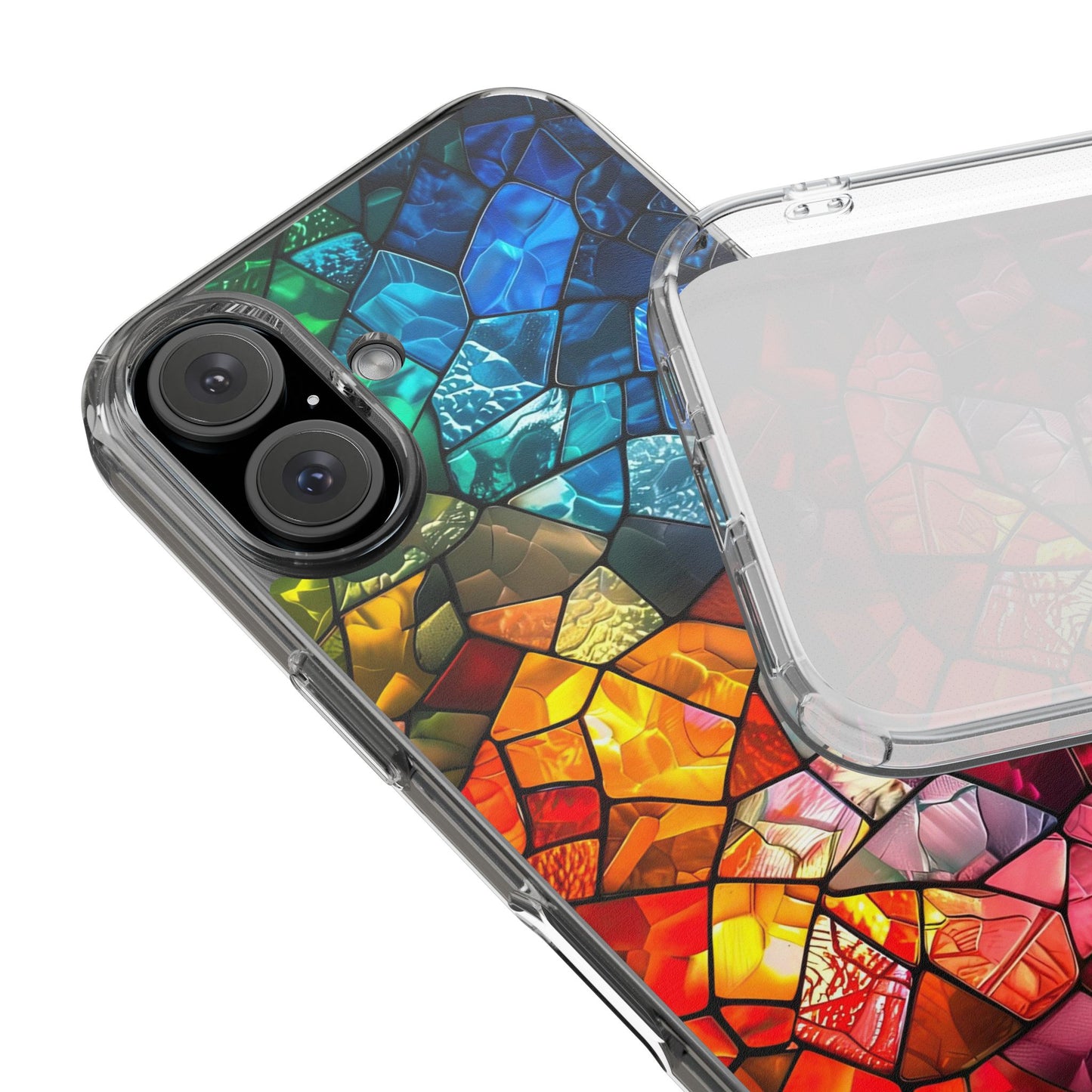 Vibrant Clear Phone Case, Colorful Stained Glass Design