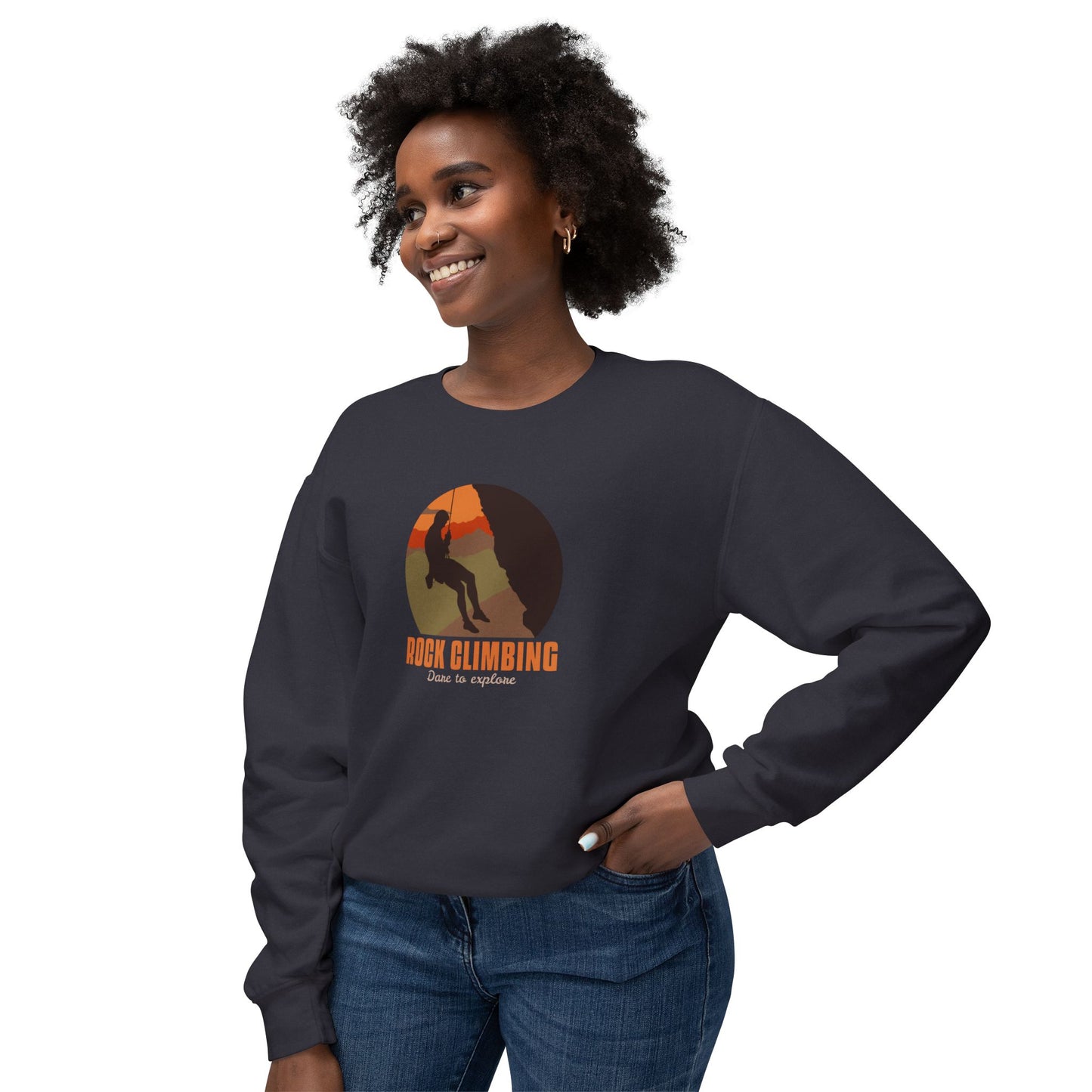 Rock Climbing Dare To Explore Unisex Lightweight Crewneck Sweatshirt