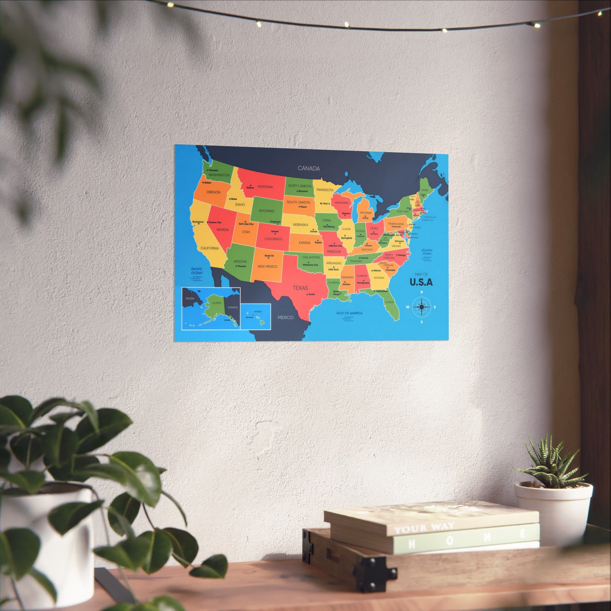 USA Map States and Capitals Posters